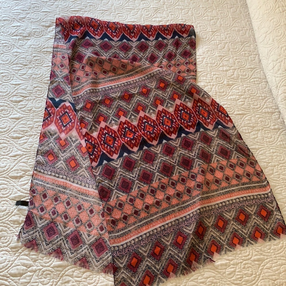 Pink and blue Aztec scarf